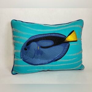 Pier 1 Imports Blue Tang Fish Beaded Accent Pillow